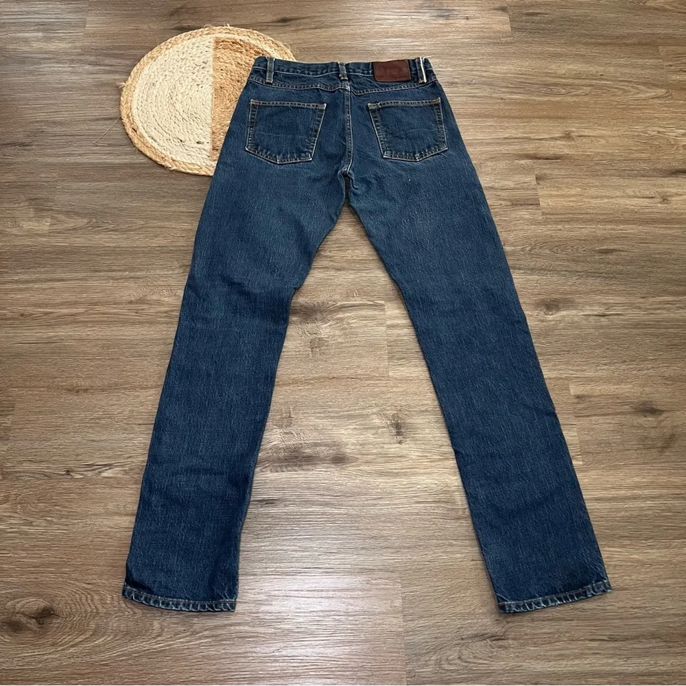 GUSTIN Mens Straight Fit Dark Wash Blue Denim Jeans